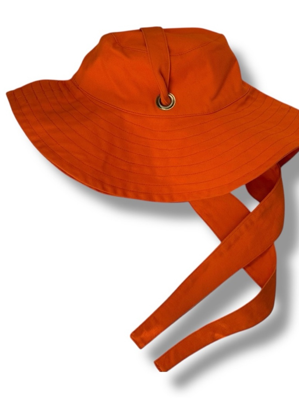 Women’s LW Orange Sun Hat with Chin Ties Sz M/L